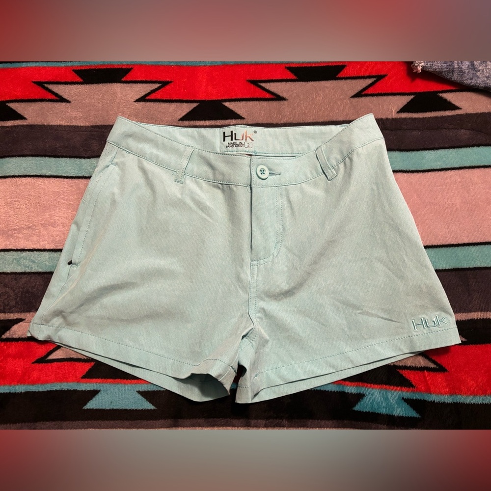 Huk Blue turquoise High Waist Shorts for Casual Comfort nwot